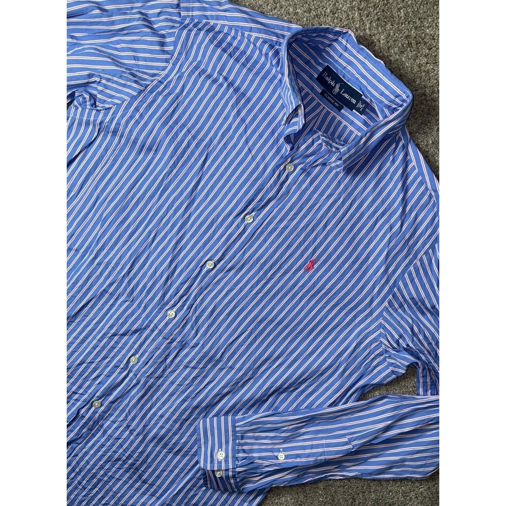 Polo Ralph Lauren Men's Button Up Shirt Classic Fit 16 34/35 Long Sleeve Striped